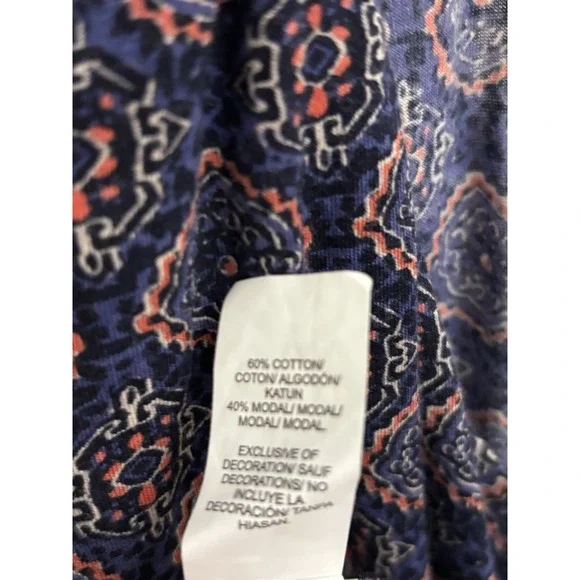 Lucky Brand Women's Navy Patterned Sleeveless Dress Cotton Blend Size XL - Picture 4 of 7